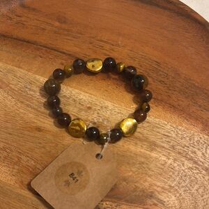 Gold and Brown Beaded Bracelet